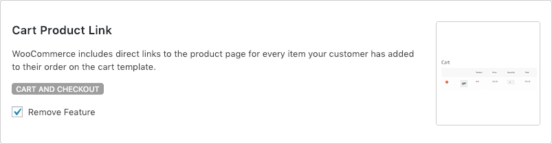 Remove WooCommerce Features - Cart Product Link
