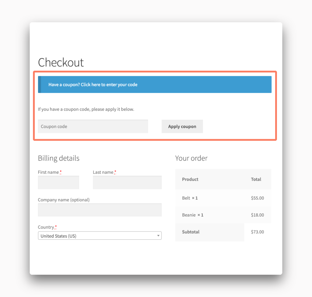 Coupon Code Fields in WooCommerce