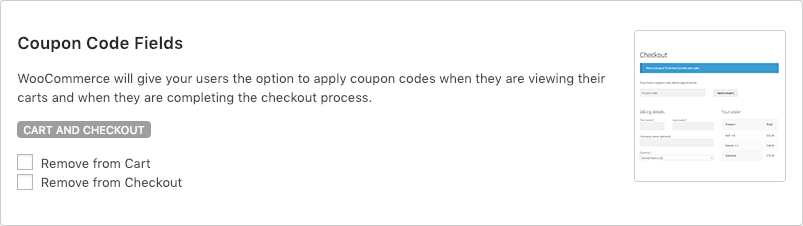 Remove WooCommerce Features - Coupon Code Fields