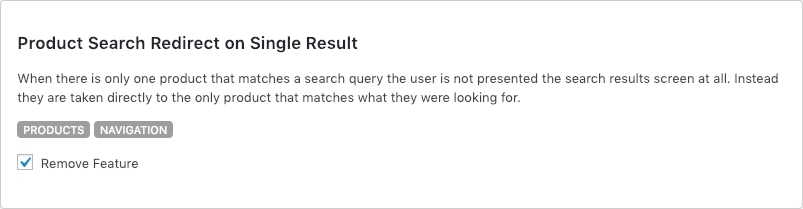 Remove WooCommerce Features - Product Search Redirect on Single Result