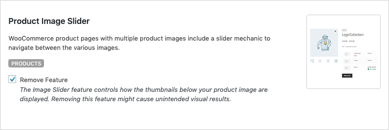 Remove WooCommerce Features - Product Image Slider