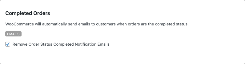 Remove WooCommerce Features - Completed Orders