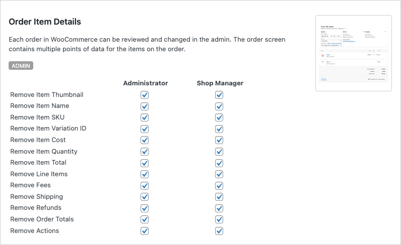 Remove WooCommerce Features - Order Item Details