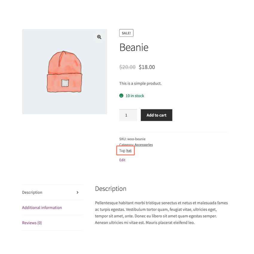 Product Tags Screenshot