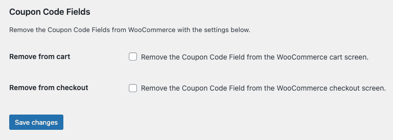 Screenshot of RWF Coupon Code Fields Plugin's Settings