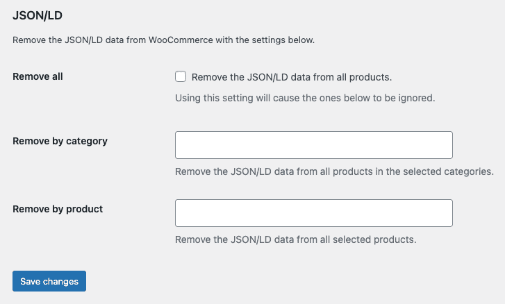 Screenshot of RWF JSON/LD Plugin's Settings