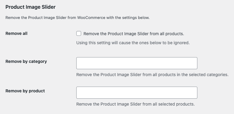 Screenshot of RWF Product Image Slider Plugin's Settings